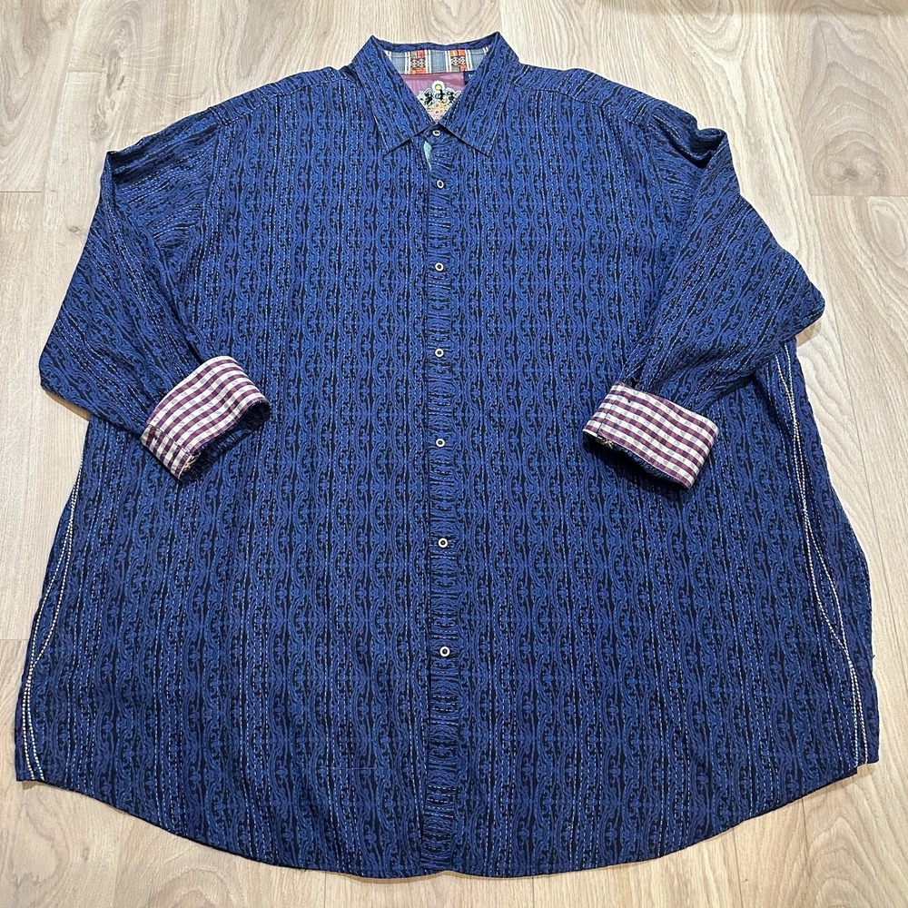 Robert Graham Willis Blue Paisley Flip Cuff Shirt 5XLB Button‎ Down, Colorful